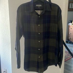 Vintage Green and Blue Plaid Flannel